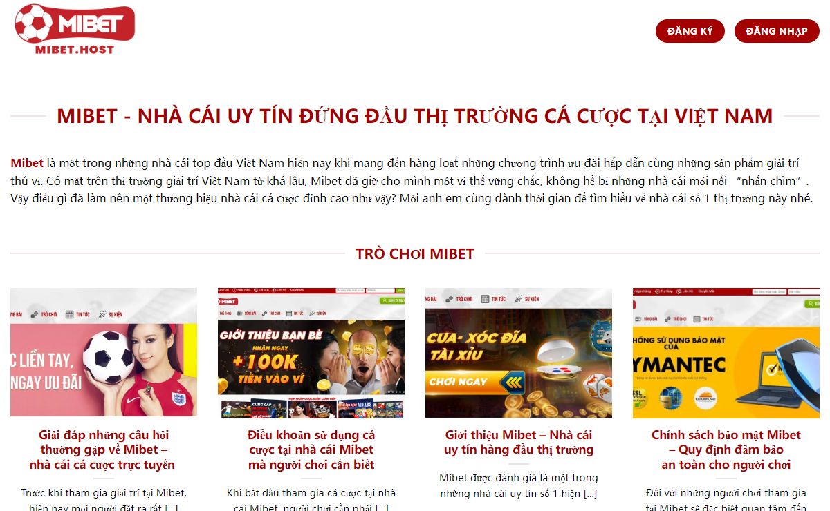 Mibet | Nhà cái uy tín số 1 VN | Đăng nhập Mibet + 99USDT