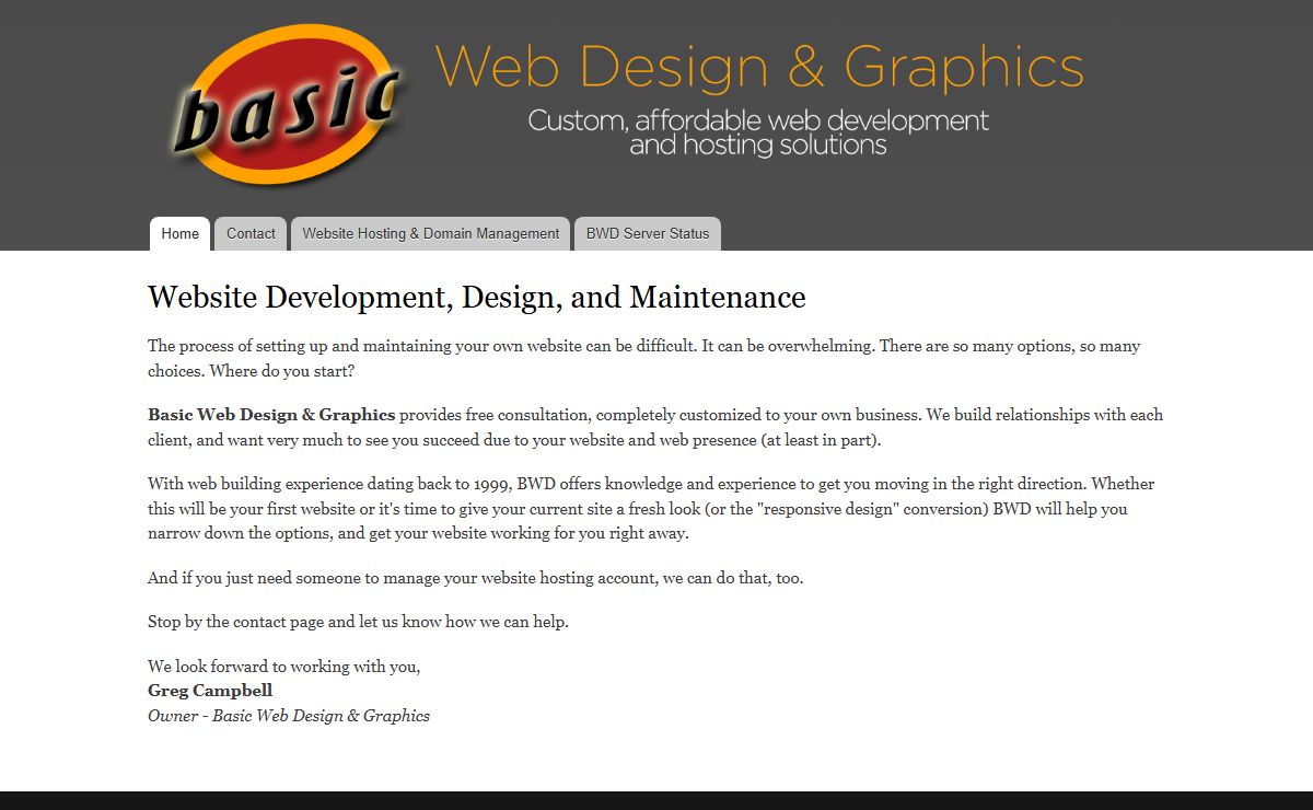Website Development, Design, and Maintenance | Basic Web Design & Graphics - Affordable, Custom Website Design and Management