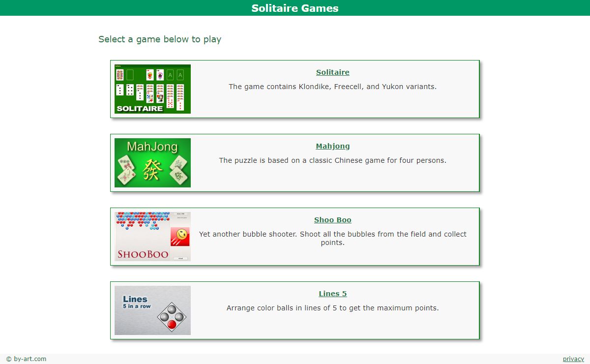 Free online solitaire games