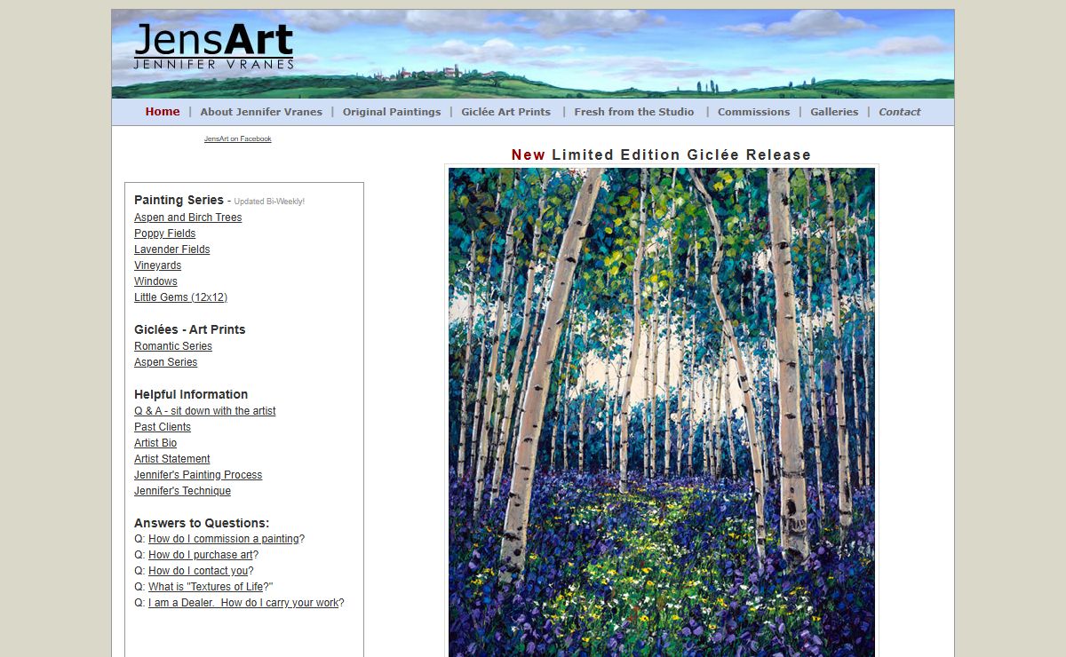 Aspen Paintings, Birch Tree Art, Contemporary Impressionism by Jennifer Vranes, Lavender Fields, Poppy Fields, Jens Art Landscapes
