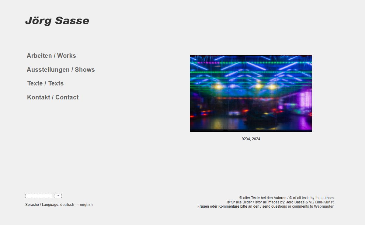 Jörg Sasse - Übersicht / Main Page