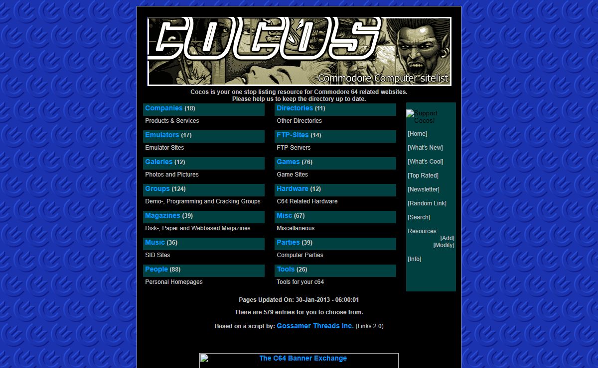 COCOS - Commodore Computer Sitelist - The c64 webdirectory, brought to you by Padua