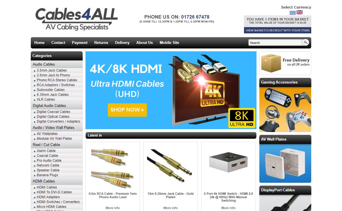 HDMI Cables, Network & USB Cables, Optical & Audio Cables | Cables4all