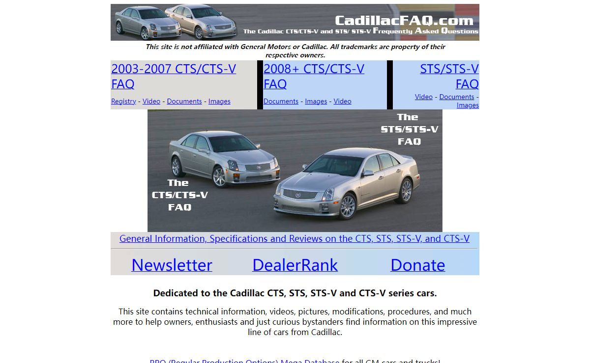 Cadillac CTS / CTS-V and STS / STS-V Frequently Asked Questions (FAQ)