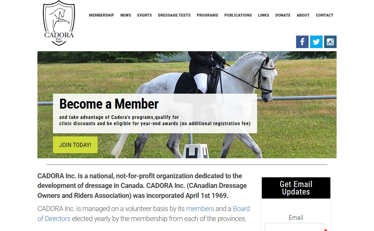 CADORA Canadian Dressage Riders and Owners Association Dressage Riding Horse Shows Dressage Awards Clinics Symposiums