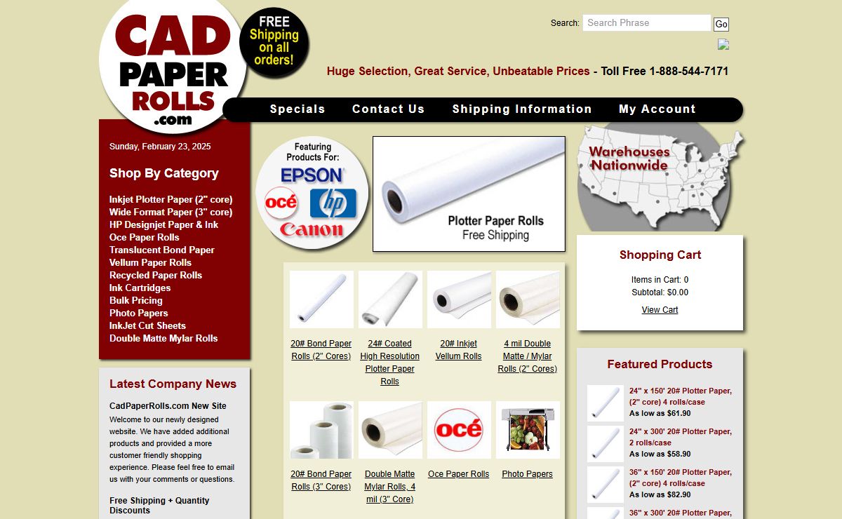 Plotter Paper, CAD Inkjet & Engineering Paper Rolls @ Cadpaperrolls.com