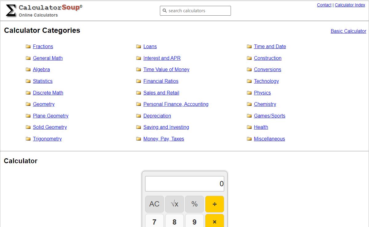 Calculator Soup - Online Calculators
