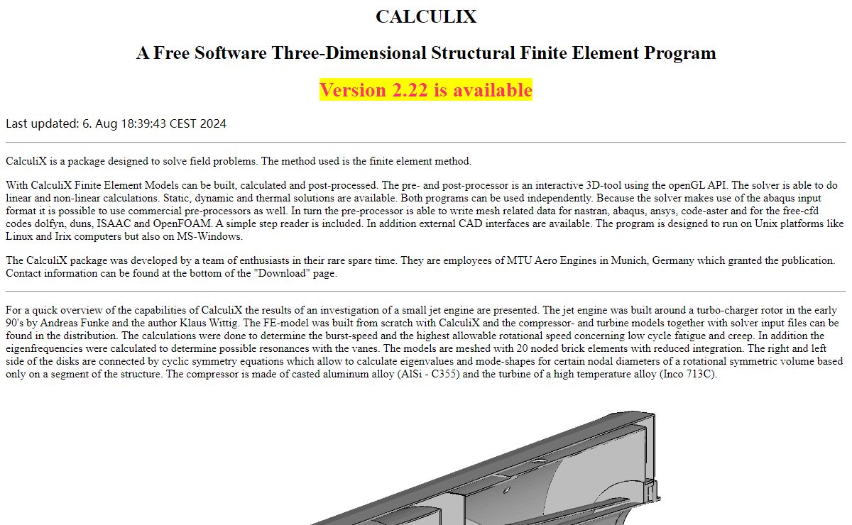 CALCULIX: A Three-Dimensional Structural Finite Elemente Program