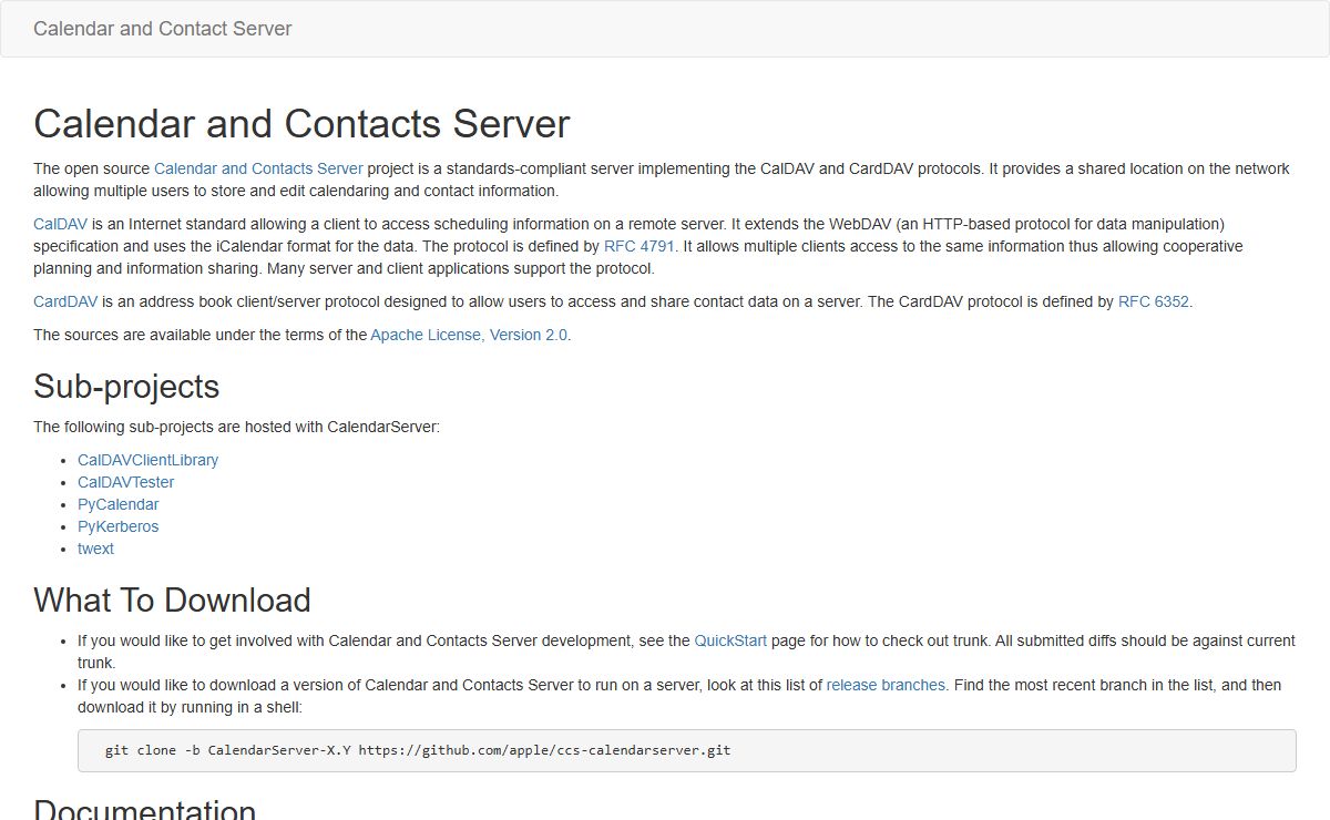 Calendar and Contacts Server