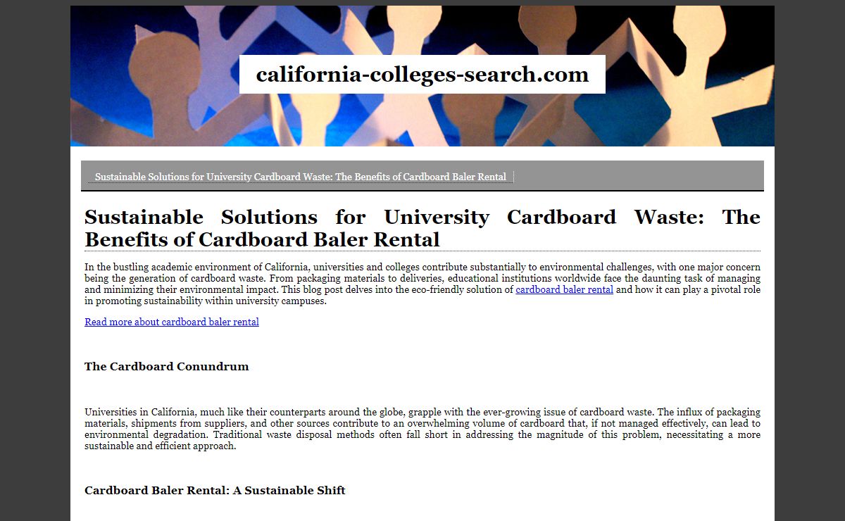 Sustainable Solutions for University Cardboard Waste: The Benefits of Cardboard Baler Rental