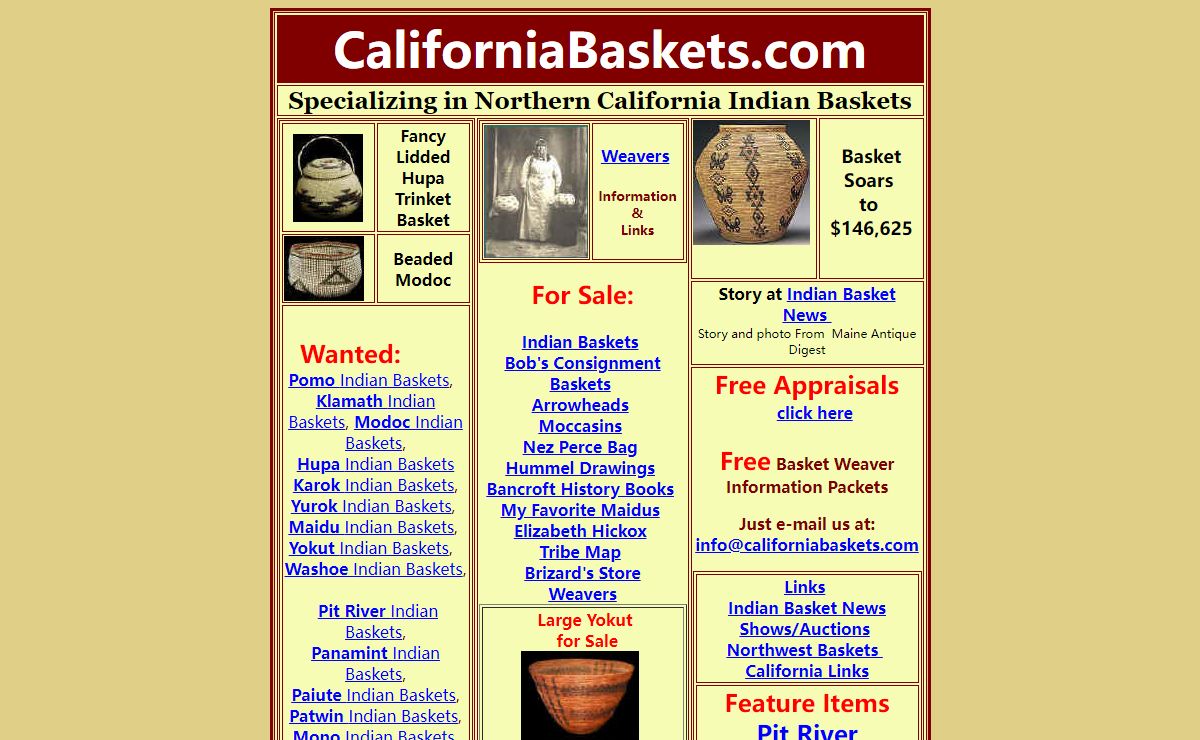 California Indian Baskets - CaliforniaBaskets.com - Indian Basket Marketplace - California Indian Basketry - Native American Indian Basket