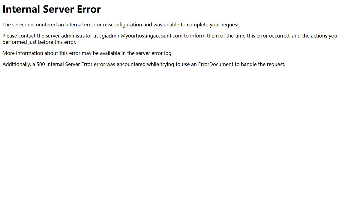 500 Internal Server Error