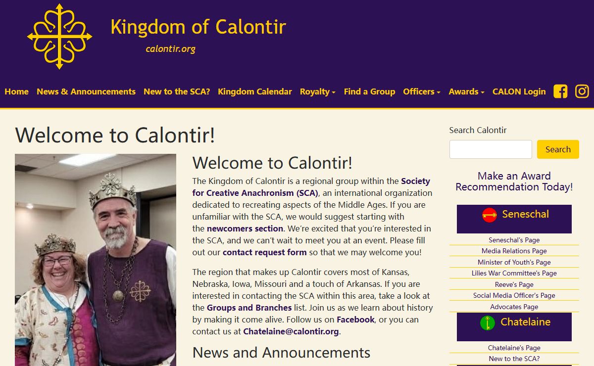 Kingdom of Calontir – A branch of the Society for Creative Anachronism