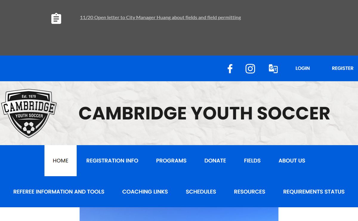 Cambridge Youth Soccer > Home