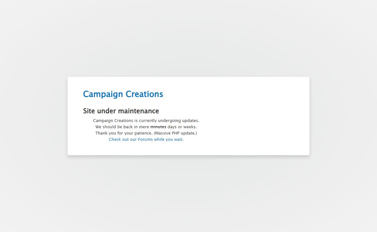 Site under maintenance | Campaign Creations