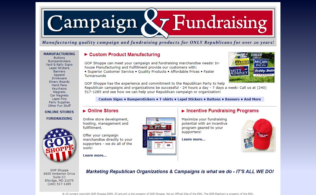 Campaign & Fundraising at GOP Shoppe