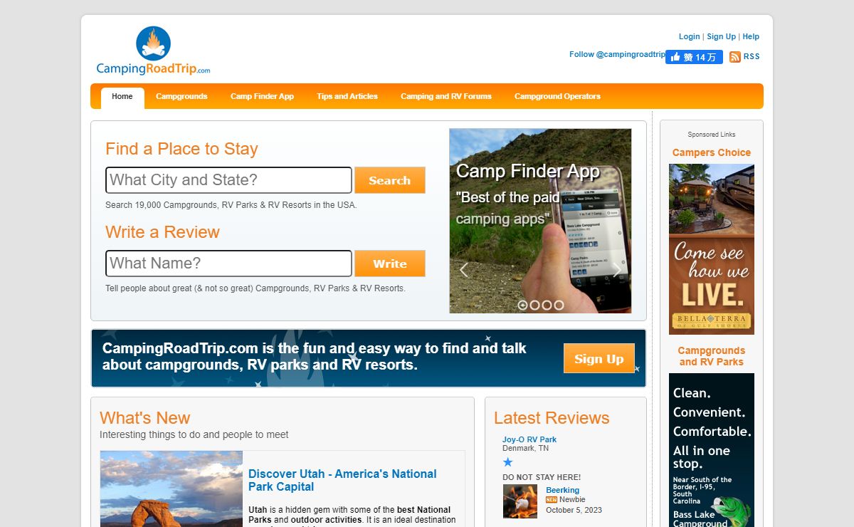 Campgrounds, RV Parks and RV Resorts - CampingRoadTrip.com