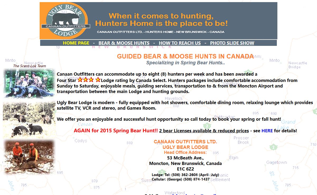 Canaan Outfitters Ugly Bear Lodge, bear and deer hunting lodge in New Brunswick Canada