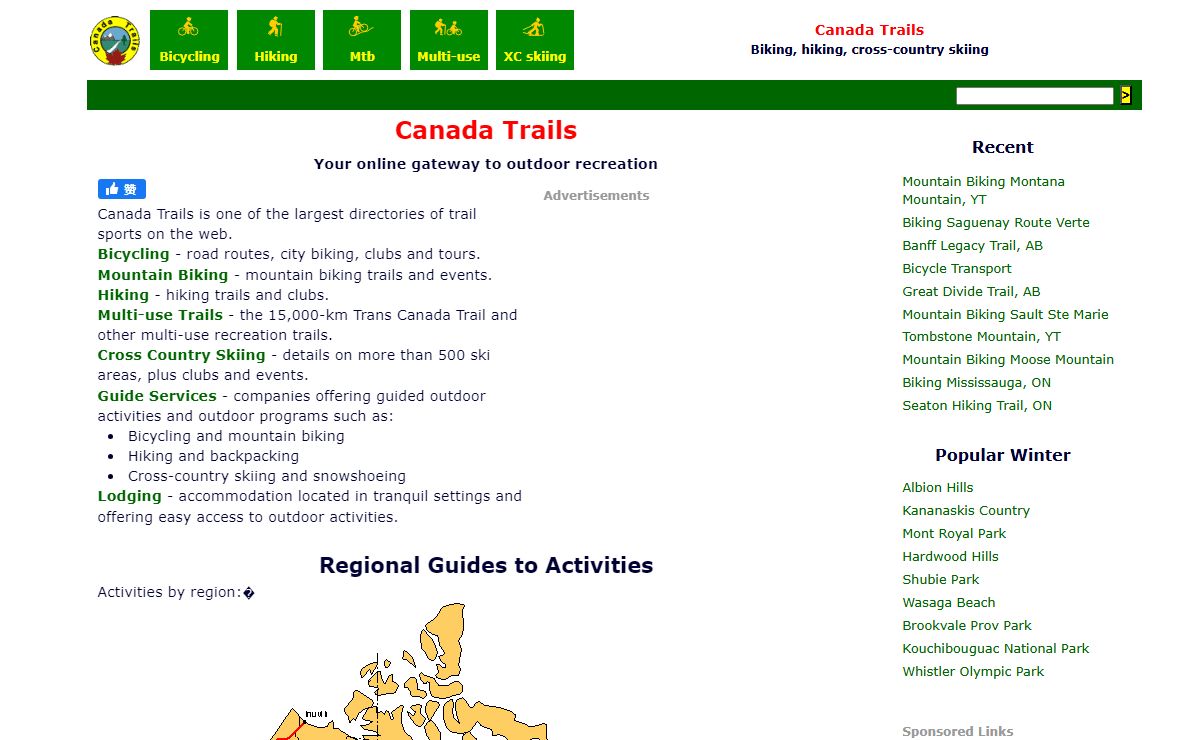 Canada Trails: Bicycling, Hiking, Mountain biking, Cross-country Skiing and Multi-use Trails in Canada