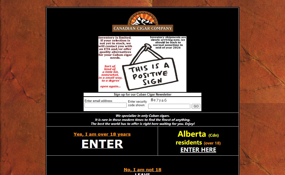 CanadianCigar.com Entrance - cuban cigars