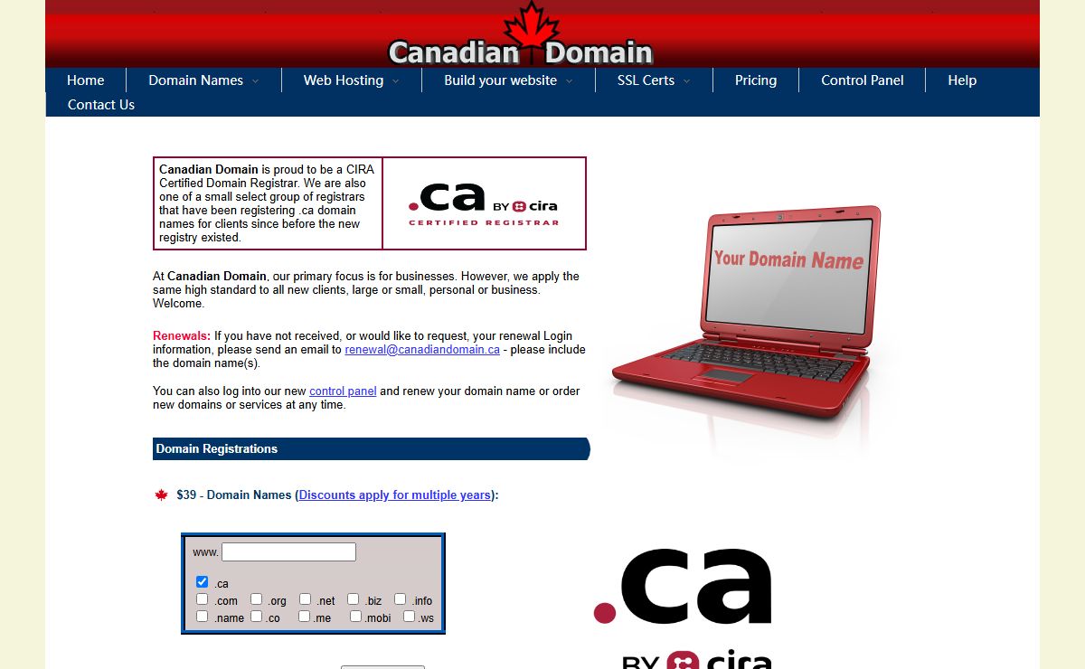 Canadian Domain |CIRA Certified .ca & .com Domain Registrar in Canada