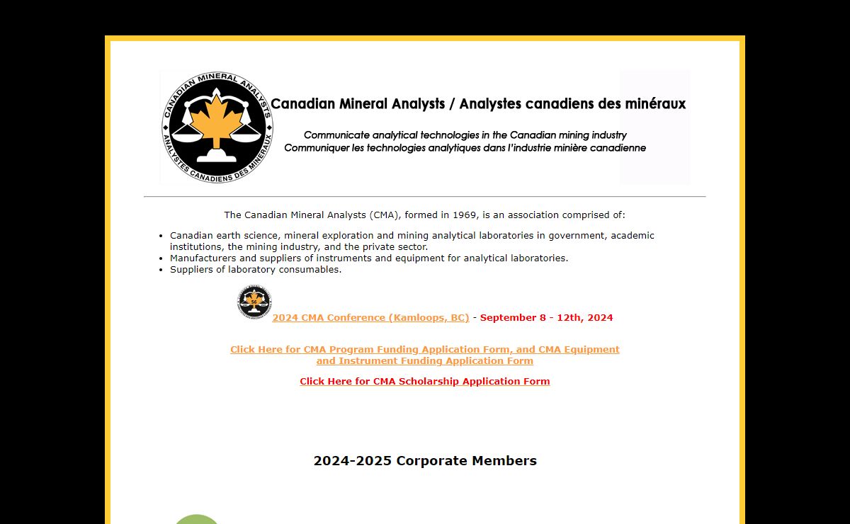 Canadian Mineral Analysts / Analystes canadiensdes minéraux - Mining