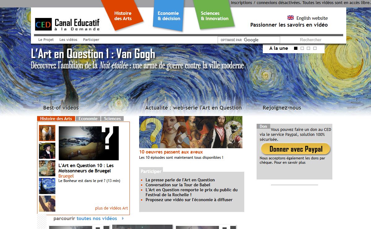 CED | Canal Educatif à la Demande, le premier site collaboratif de vidéos éducatives et culturelles pour les sciences, l'économie et les arts