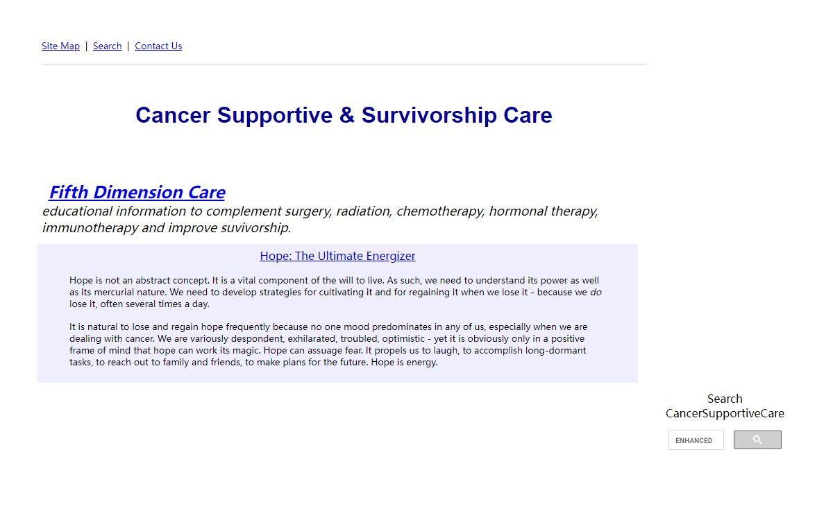 Cancer Supportive and Survivorship Care - The Fifth Dimension of Therapy