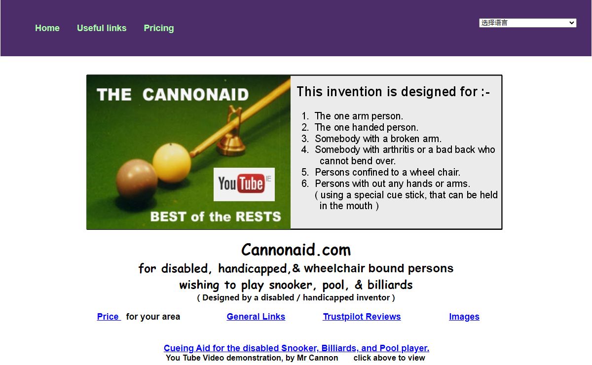Billiards & Pool Cueing Aid for Disabled Persons | The Cannonaid