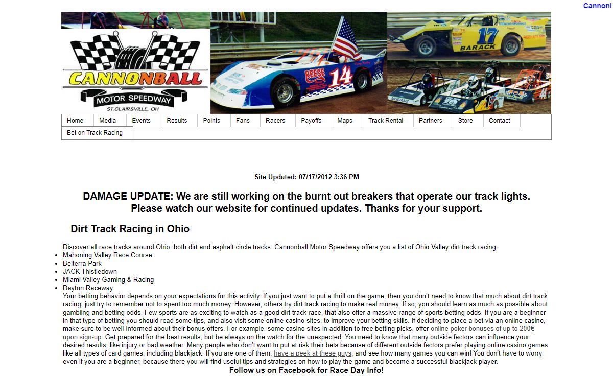 Cannonball Motor Speedway | Betting on Dirt Track Racing