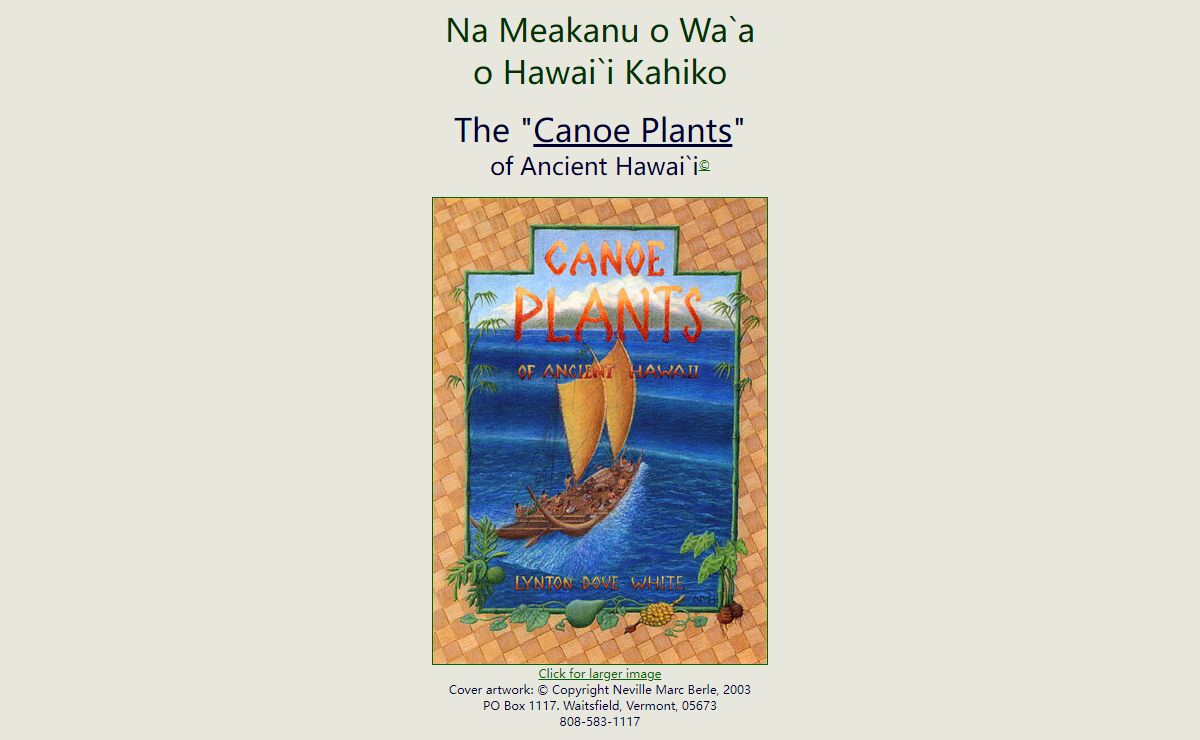 CANOE PLANTS OF ANCIENT HAWAII