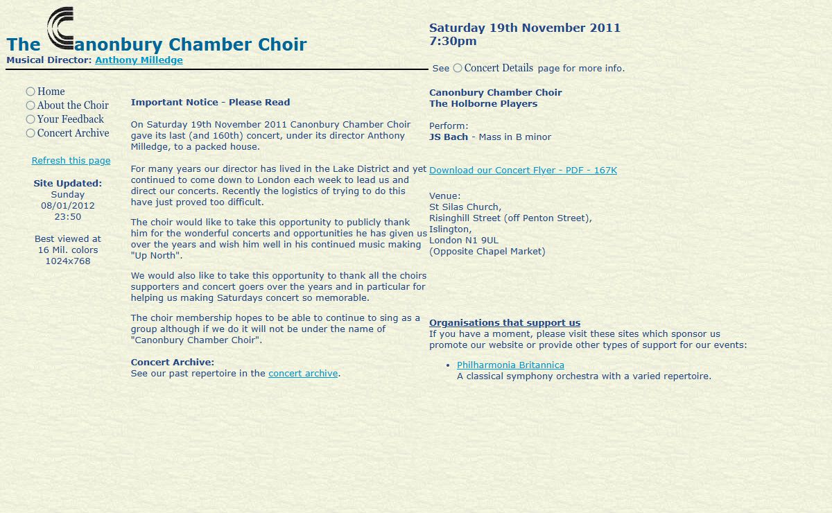 The Canonbury Chamber Choir Web Site