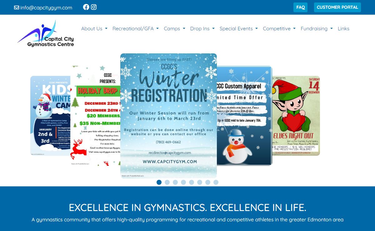 Capital City Gymnastics Centre – 4130 – 101 Street NW, Edmonton, AB, T6E 0A5 – Phone: 780-469-0662