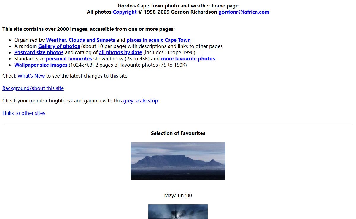 Gordo's Cape Town photo and weather home page