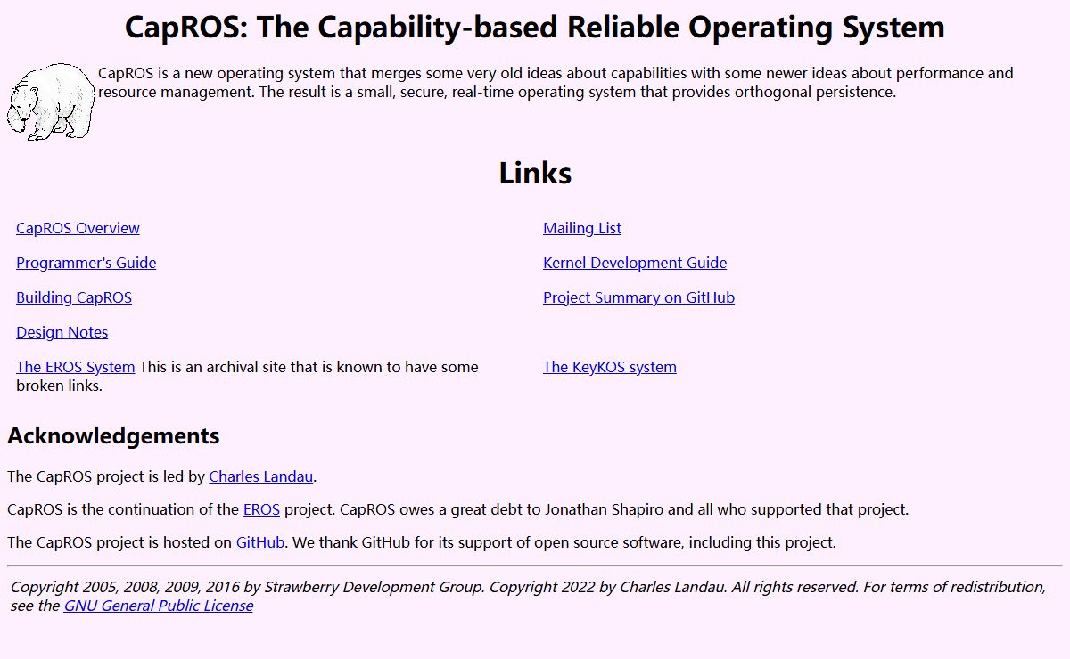The CapROS Operating System