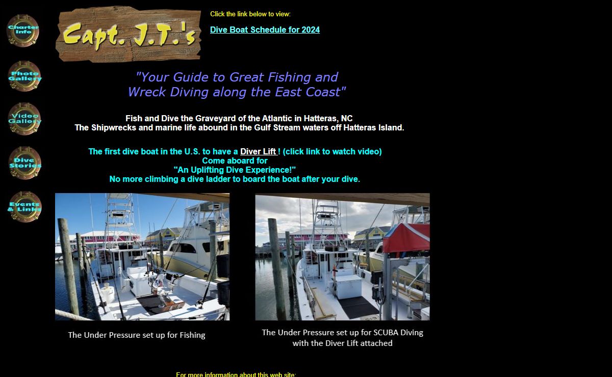 Capt JT's Wreck Diving Site - Diving Hatteras NC and Virginia Beach VA