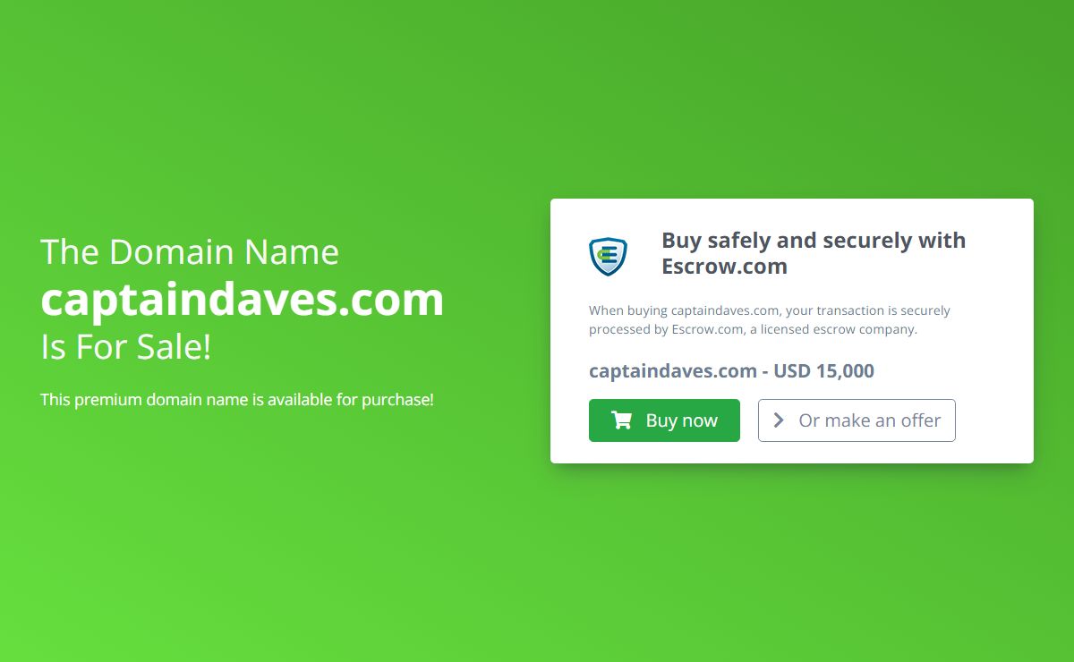 captaindaves.com domain name is for sale. Inquire now.