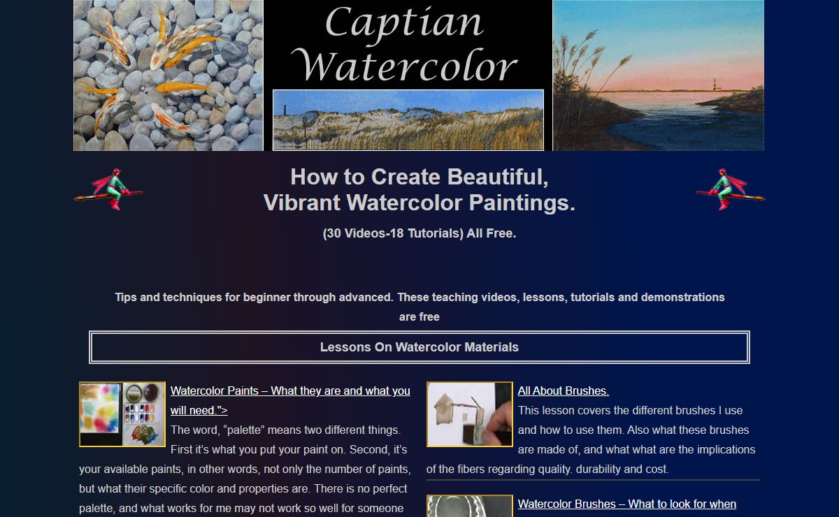 Watercolor Painting Lessons Online(30 Videos-18 Tutorials)All Free