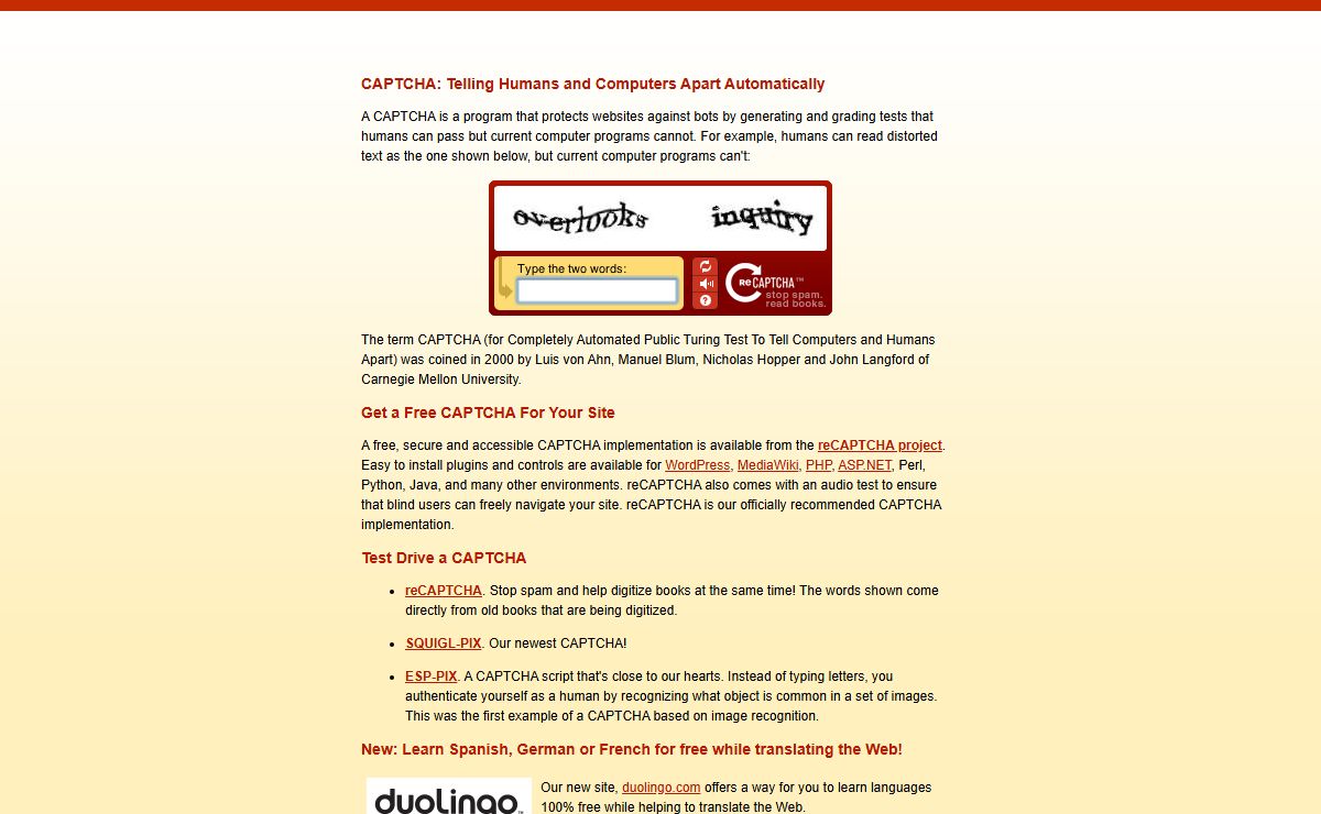 The Official CAPTCHA Site