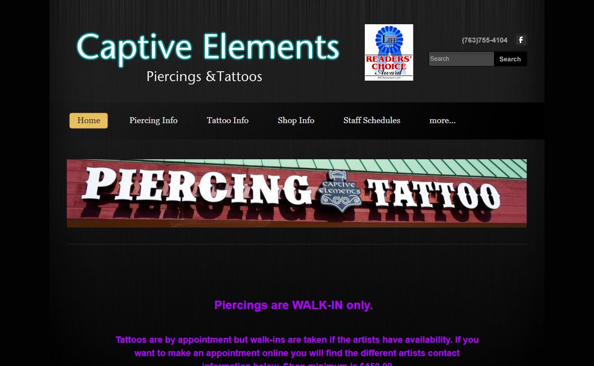Captive Elements Piercing & Tattoos - Home