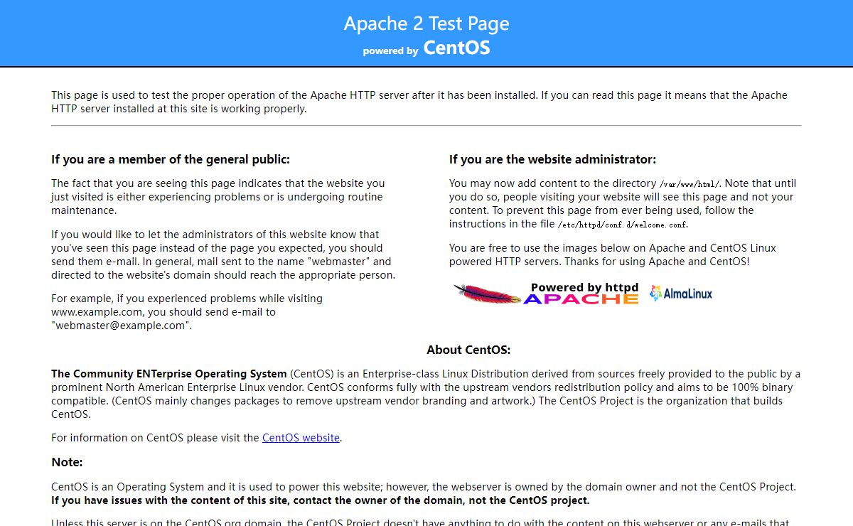 Apache HTTP Server Test Page powered by CentOS