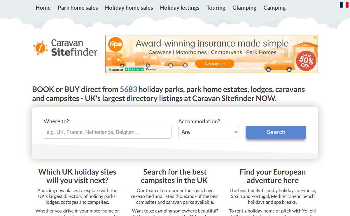 UK Caravan Parks, Park Homes, Lodges, Campsites | Caravan Sitefinder