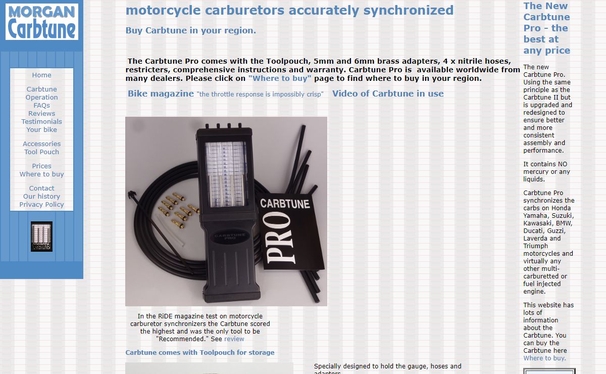 Morgan Carbtune - carburetor synchronizer for balancing motorcycle carbs
