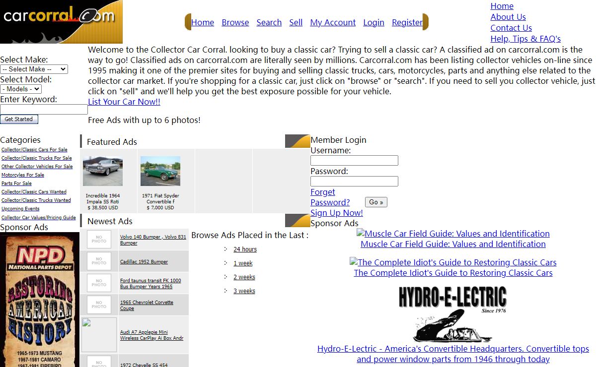 Collector Car Corral - Classic cars, trucks, and parts classifieds. For sale and wanted.