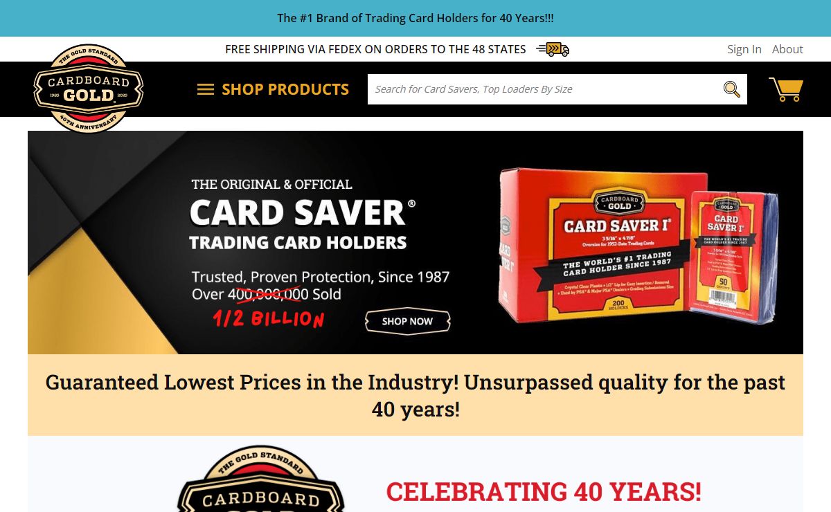 Your Official PSA Recommended Stop for Card Savers | Cardboard Gold