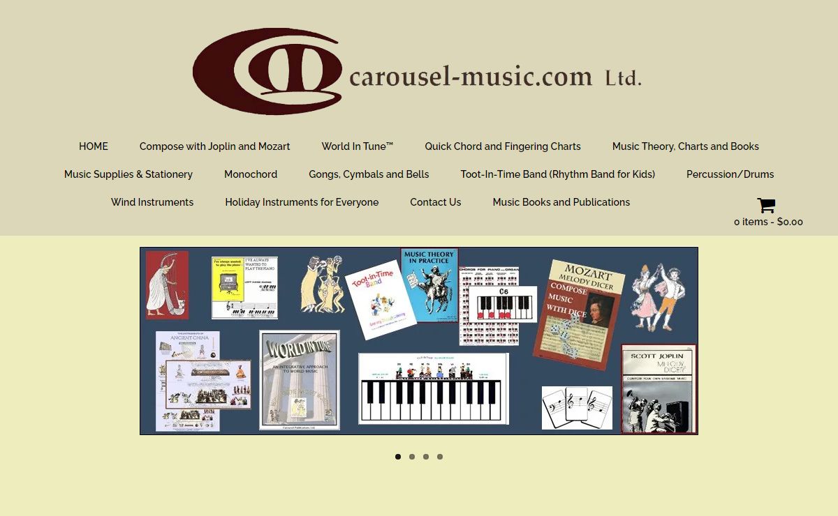 Carousel, your source for world instruments and innovative music publications. Special offer – Free Shipping for orders over $50. - Carousel-Music.com: World instruments, Music Publications, Mozart and Joplin Composing Games