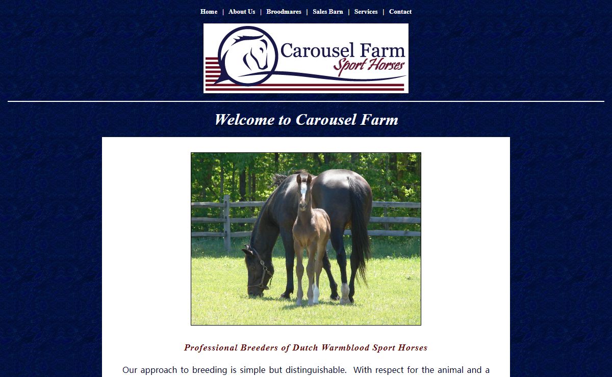 Carousel Farm Dutch Warmblood Breeder Welcome Page