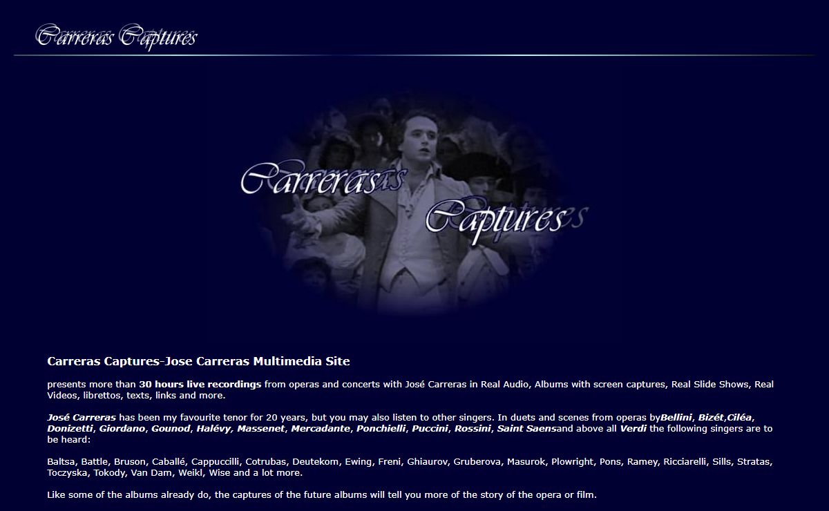 Carreras Captures - Jose Carreras Multimedia Site