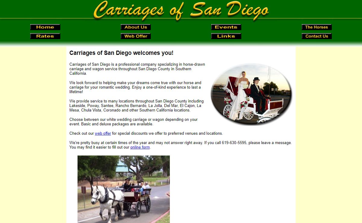 Carriage and wagon service in San Diego, California - Carriages of San Diego, CA