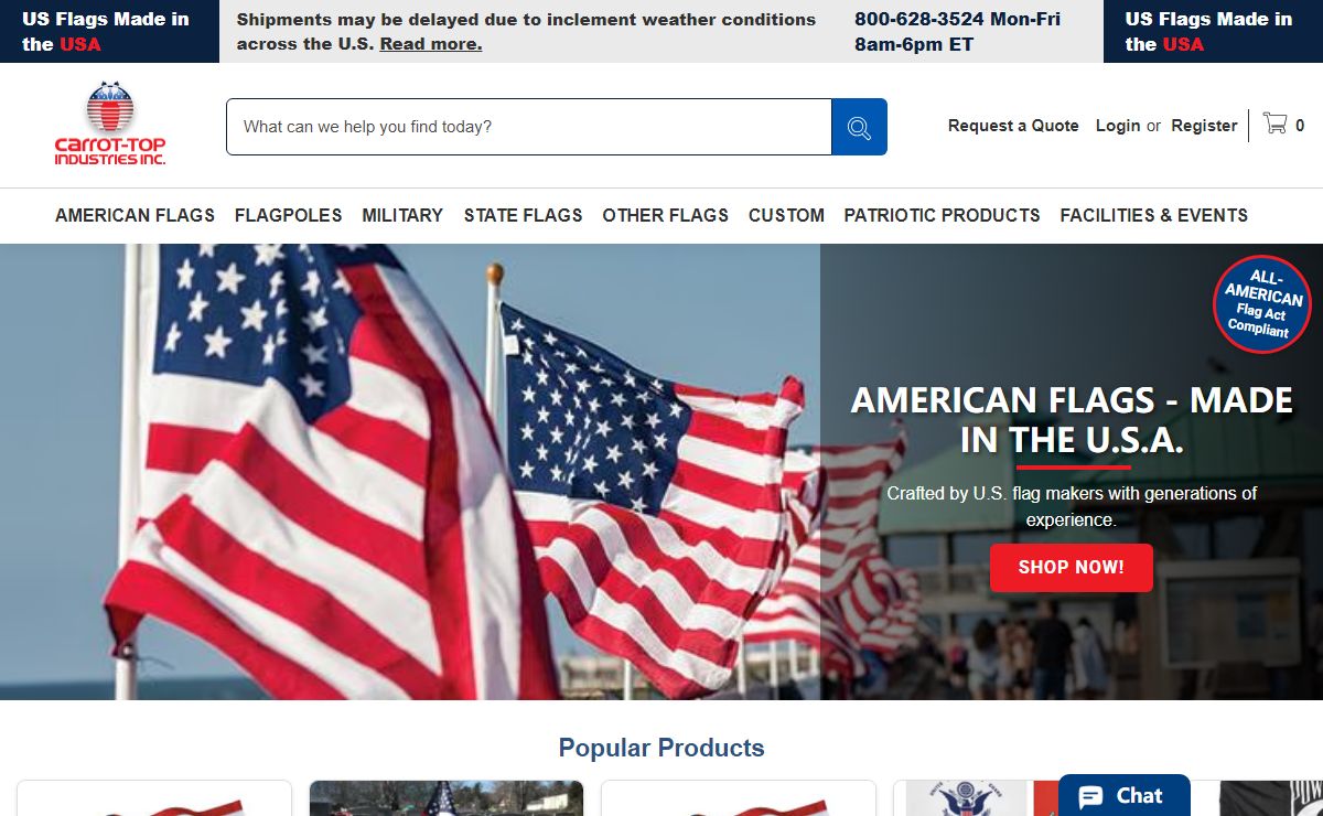 American Flags, State Flags, Military Flags | Carrot-Top Flags